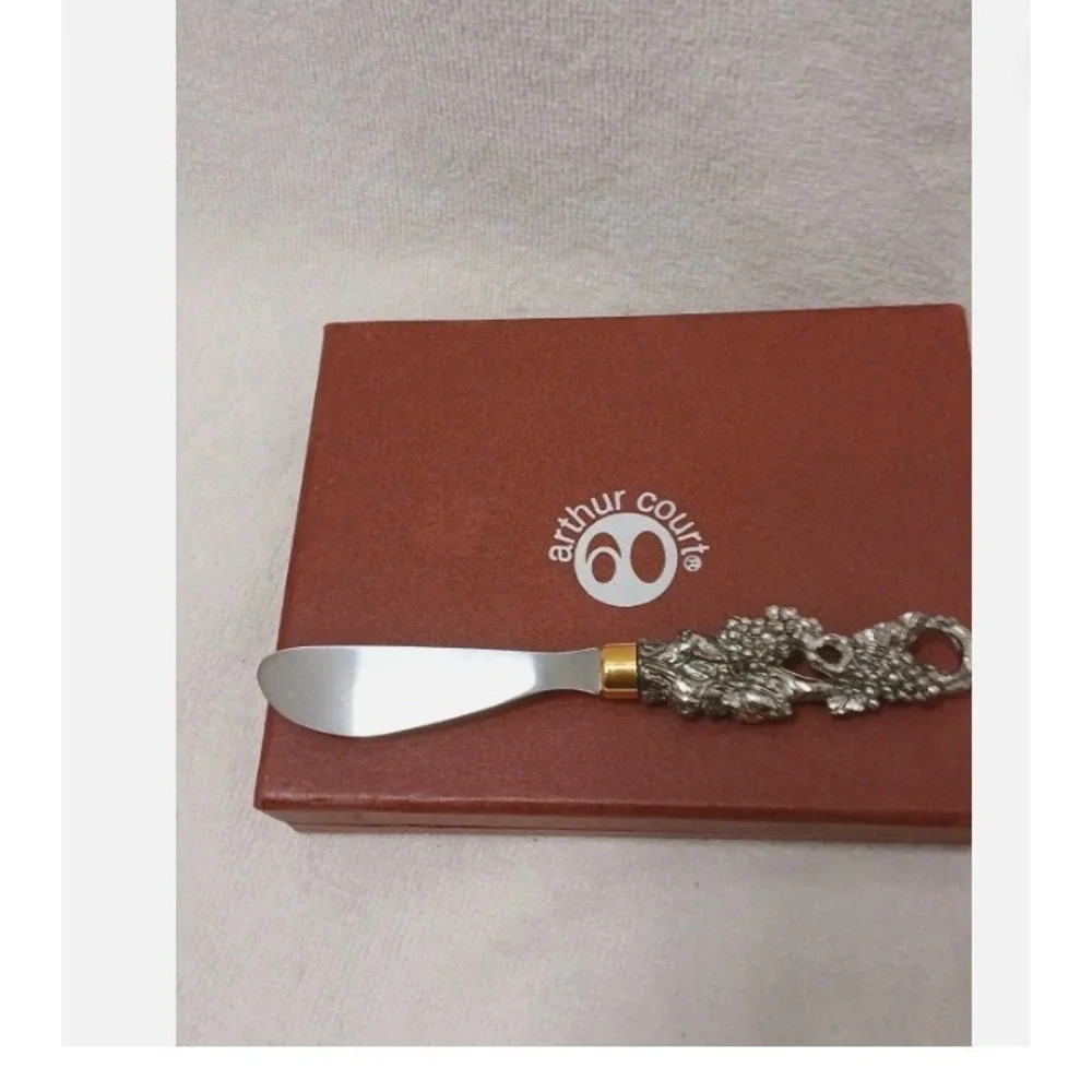 Set of 4 Vintage Arthur Court Tuscan Grapes Cheese Spreader Butter Knife Italian